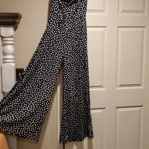 Hommage strapless tube top jumpsuit polka dots